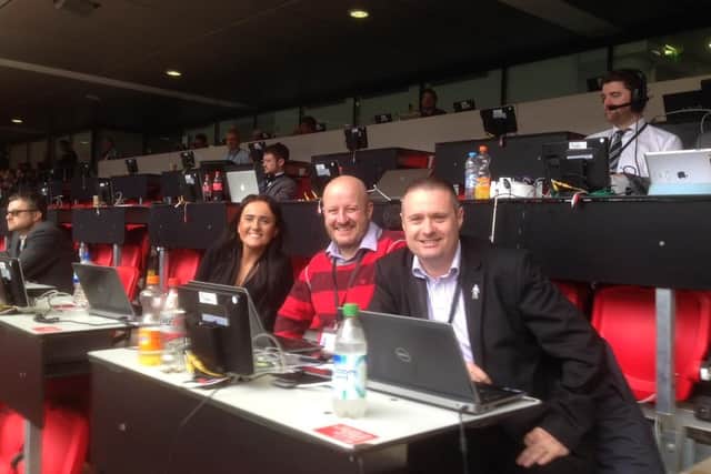 Team LEP at Wembley for PNE's play-off final victory - Rosie Swarbrick, Craig Salmon and Dave Seddon