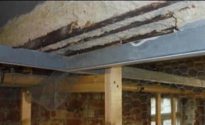The condition of the base of the pool has been worsening in recent years, with the exposed steel supports beneath it now showing signs of corrosion (image: Specialist UK Restorations, via Chorley Council website)