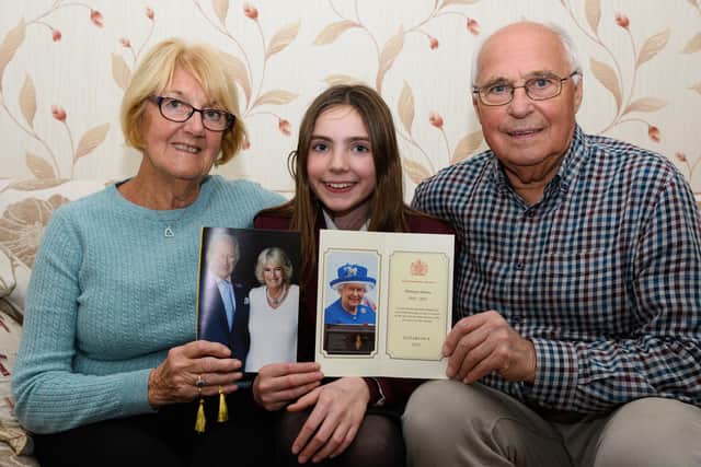 Margaret and David Cropper with their grand-daughter Poppy Mayor who received one of the last letters from the Queen for the Jubilee