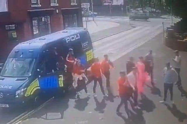 A total of 26 Middlesbrough fans were given a lift in the back of the police van