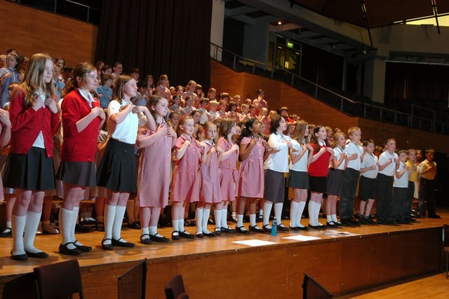 The choir on stage for the Preston Schools Music Festival