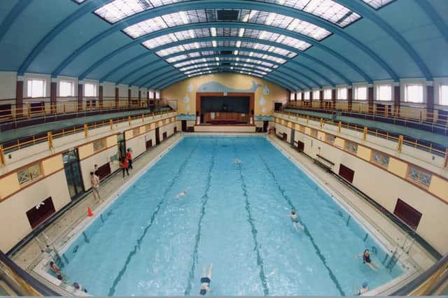 A last lingering look at the large pool at Saul Street Baths before its closure in 1991