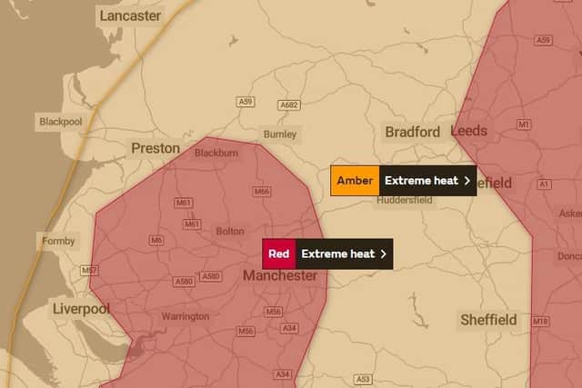 A national emergency has been declared after a red extreme heat warning was issued for the first time (Credit: Met Office)