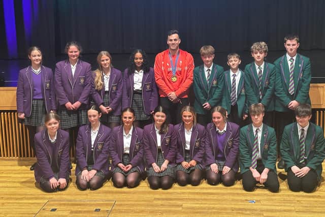Olympian James Guy meets children at Westholme School
