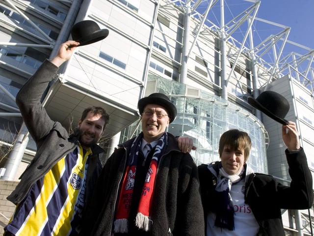 Matt Nelson, Rev Chris Nelson and Jonny Nelson outside Newcastle's ground in 2010