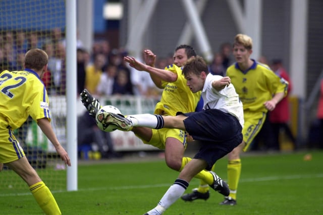 PNE vs Stockport
Saturday 16th Sept 2000
PNE drew the match 1-1

Preston's new signing Brian McBride in action against Stockport at Deepdale - pne and stockport