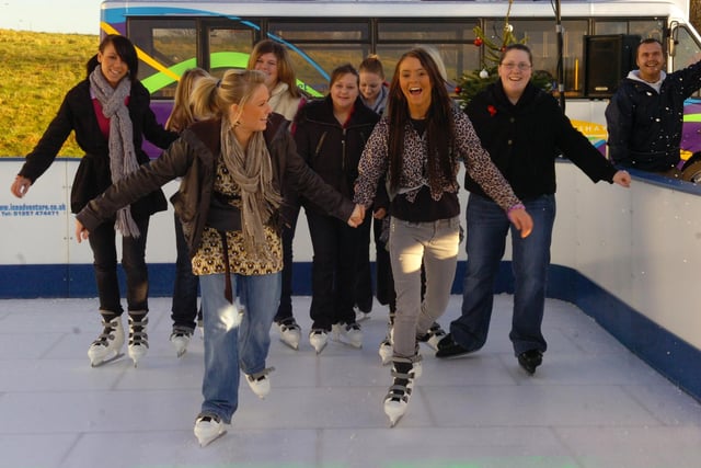 Students enjoy a spin on Runshaw College's ice rink