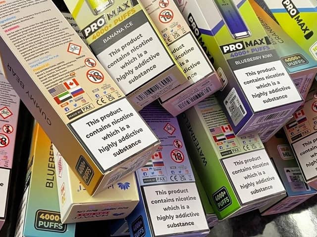 Some of the vapes that were seized.