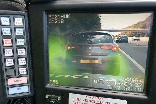 This vehicle caught the eye of police officers after speeding through roadworks on the M55.
When it stopped, checks revealed the MOT expired in February.