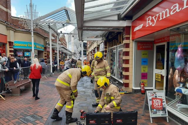 Fire crews at the scene of the blaze at Rymans