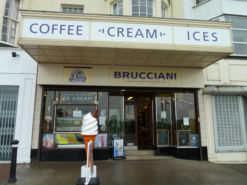 Brucciani's coffee shop and ice cream parlour in Marine Road can be spotted in the background of The Bay filming.