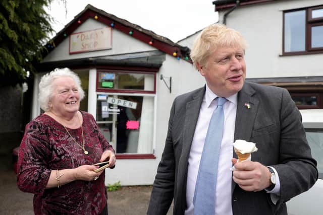 Boris Johnson was on the local election campaign trail at Robinsons The Dairy Shop in Leyland (Picture by Andrew Parsons CCHQ / Parsons Media)