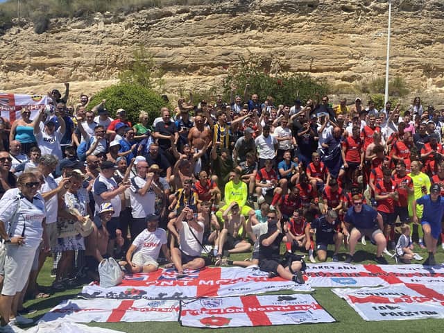 Preston North End fans alongside the first team squad after their game against Getafe last summer