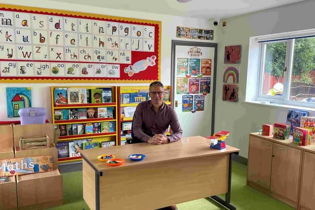 Head teacher Martyn Berry in the first classroom at Rainbow Hub