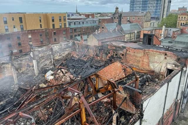 Fire ravaged former Odeon cinema and Tokyo Jo's nightclub in Church Street, Preston 
Credit: Pete Marquis