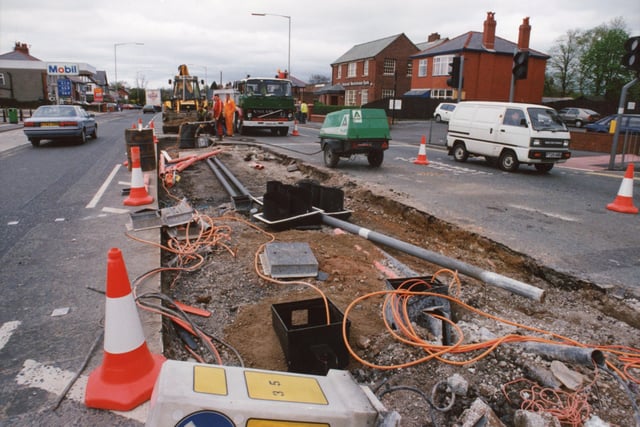Workmen were racing against time to complete improvement works on the A6 Garstang Road at its junction with Black Bull Lane before more vehicles were pushed along the road due to the Samlesbury motorway junction sliproads being closed in 1994. For several years the whole area was under fire due to increasing traffic problems