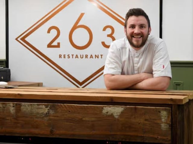 Chef Oli Martin at 263 restaurant, Preston, which was awarded two AA rosettes