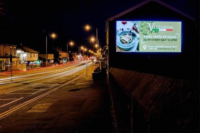 The city's first 48-page digital screen on the gable of the Parkside Cafe in Blackpool Road.