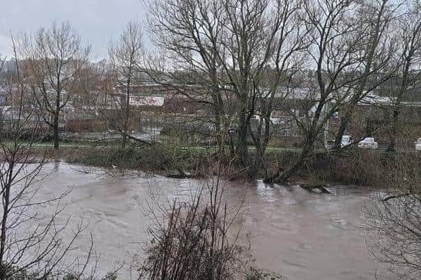 The River Calder, near Burnley, following heavy rainfall in February.