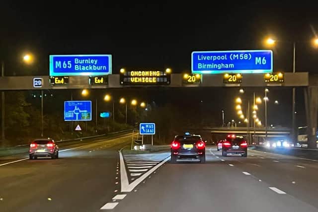 Drivers were warned of an 'oncoming vehicle' shortly before the tragic crash on the M6 between junctions 29 and 28 on Saturday, November 19. Picture credit: Central Radio Blackpool