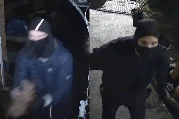 Do you recognise these two men? Officers would like to speak to them following an arson attack in Ashton (Credit: Lancashire Police)