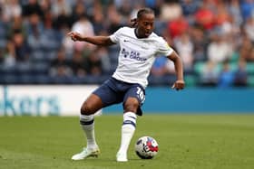 PRESTON, ENGLAND - AUGUST 16: Daniel Johnson of Preston North End runs with the ball during the Sky Bet Championship between Preston North End and Rotherham United at Deepdale on August 16, 2022 in Preston, England. (Photo by Lewis Storey/Getty Images)