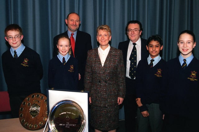 Pictured at the Archbishop Temple Prize Day from left, Andrew McLay, Sarah Hall, Dr. Malcolm McVicar (vice chancellor), Gillian James (head teacher), David Sharrocks, (chairman of governors), Mayur Panchal, and Vicky Burt