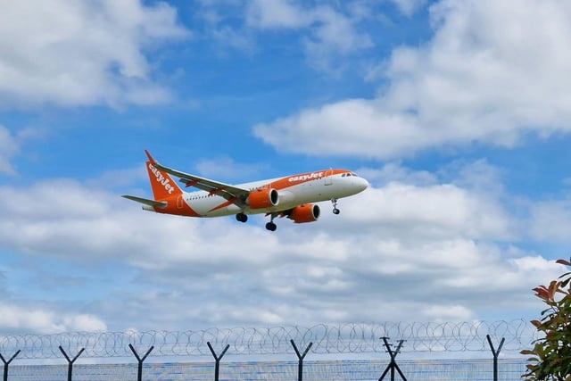 An easyJet flight comes in to land