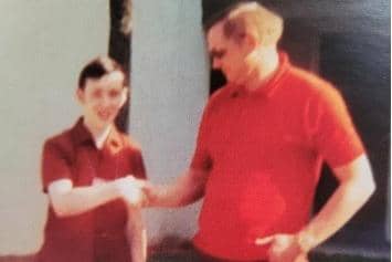 Dermot Gethings with US astronaut Neil Armstrong in 1972