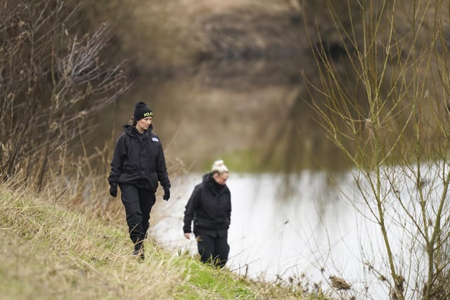 Police search teams on the banks of the River Wyre where detectives believe Nicola might have fallen into the water. Picture date: Saturday February 4, 2023.