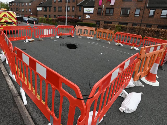 A cordoned off sinkhole on Moor Lane, Preston.
