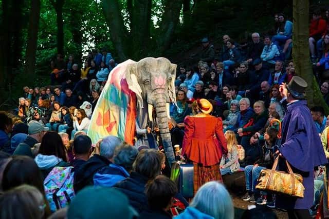 The audience at Around the World In 80 Days with the elephant.