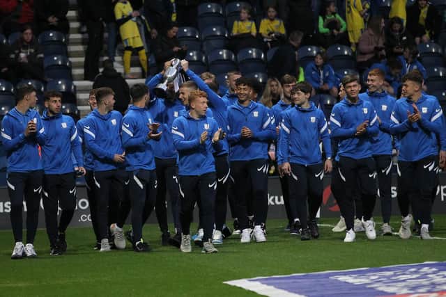Preston North End's Under-19s parade the North West Alliance trophy at Deepdale