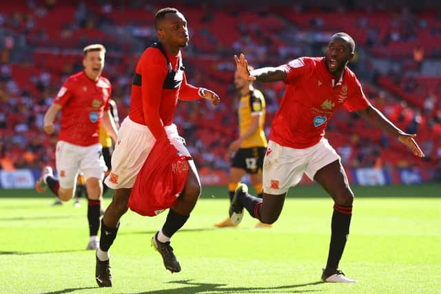 Carlos Mendes Gomes scored Morecambe's winner in the 2020/21 League Two promotion play-off final Picture: Richard Heathcote/Getty Images