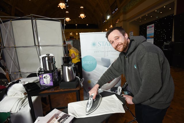 Stay Blackpool expo at the Winter Gardens. Pictured is Matthew Morgan from Star Linen.