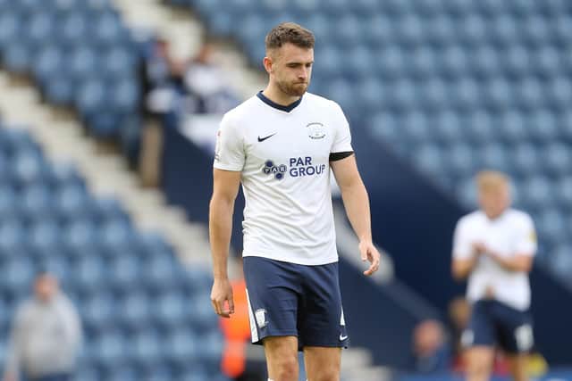 Preston North End's Ben Whiteman is dejected at the final whistle after the Sheffield United defeat.