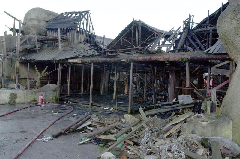 Fire ripped through one of the rides at the former Frontierland site Morecambe. (unknown date).