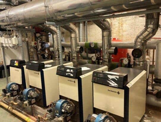 Chorley town hall's current gas boiler-powered heating system is over 30 years old - and has come to the end of its life (image:  Silver Energy Management Solutions, via Chorley Council website)