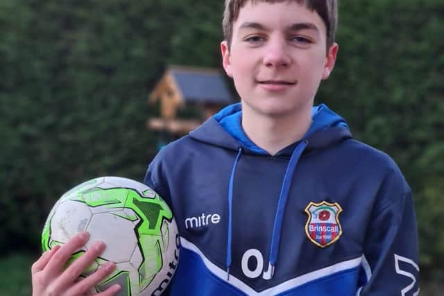 Oliver Johnson, 16, has had to give up playing football because of his fading sight