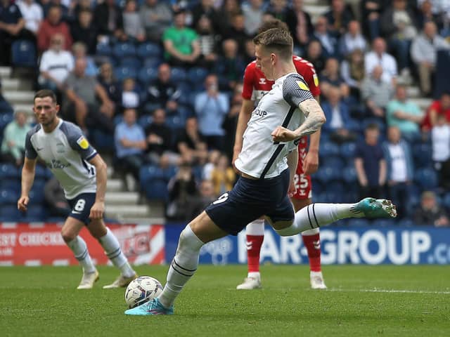 Preston North End's Emil Riis Jakobsen scores his side's fourth goal against Middlesbrough.