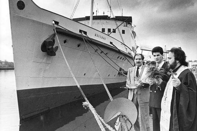 One of the owners of the Manxman down the years was Greek shipping tycoon Michael Kollakis and he had the shipped blessed before its grand opening