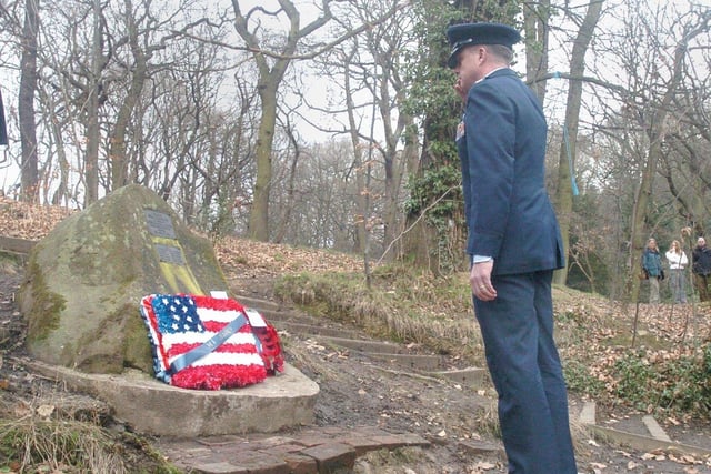 Colonel Chuck Gill from Memwith Hill Air Base who placed the wreath at the Endcliffe memorial.
