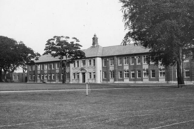 Another view of the new Balshaw's Grammar School, taken in 1969. It shows the calm, dignified frontage of the school