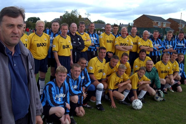 Ricky Thomson with the Hoole players and Preston North End old boys who lined up for a match at Hoole, including Andy McAteer, Alex Bruce, Mark Lawrenson, Steve Elliott, Peter Sayer, Eric Potts, John Smith, Sean Haslegrave and Graham Houston