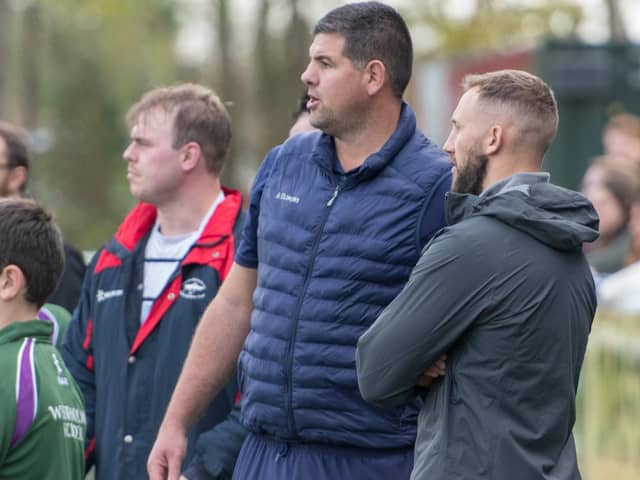 Paul Arnold (centre) takes charge of Hoppers for the final time (photo: Mike Craig)