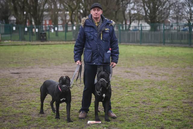 A group of volunteers who have been running a dog park in Revoe Park are angry that Blackpool Council have made their secure exercise area into an open space. Pictured is Darren Mason.