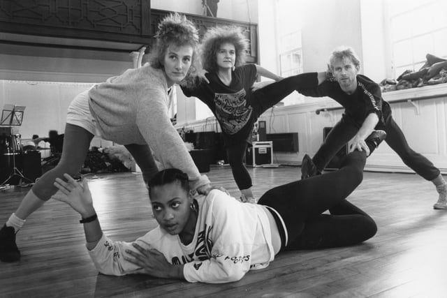At Lancaster's Ludus Dance Centre they held classes for everyone. And here's some of the members of the dance and movement classes (left to right) Evelyn Saunders (on floor), Lois Taylor, Tia C. Howard and Dougie Bruce