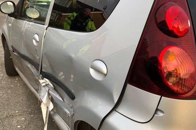 The passenger door on this Peugeot in St Annes was closed up with tape and couldn't be opened.
Police also found the exhaust was hanging off and the MOT had expired in October 2022.
The driver was reported for the offences and the car was placed under immediate prohibition due to its condition.