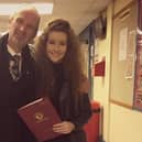 Leoni with her teacher Eoin on high school results day