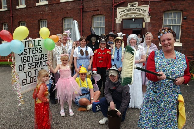 Care workers and their families from the Little Sisters of the Poor Rest Home in Fulwood, Preston, before their five mile walk to raise £4,000 for the home